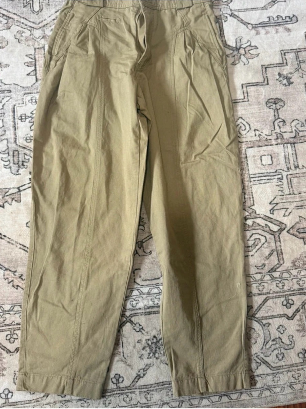 Juniors Utility Trousers in Khaki - 100% cotton, vintage flattering fit.